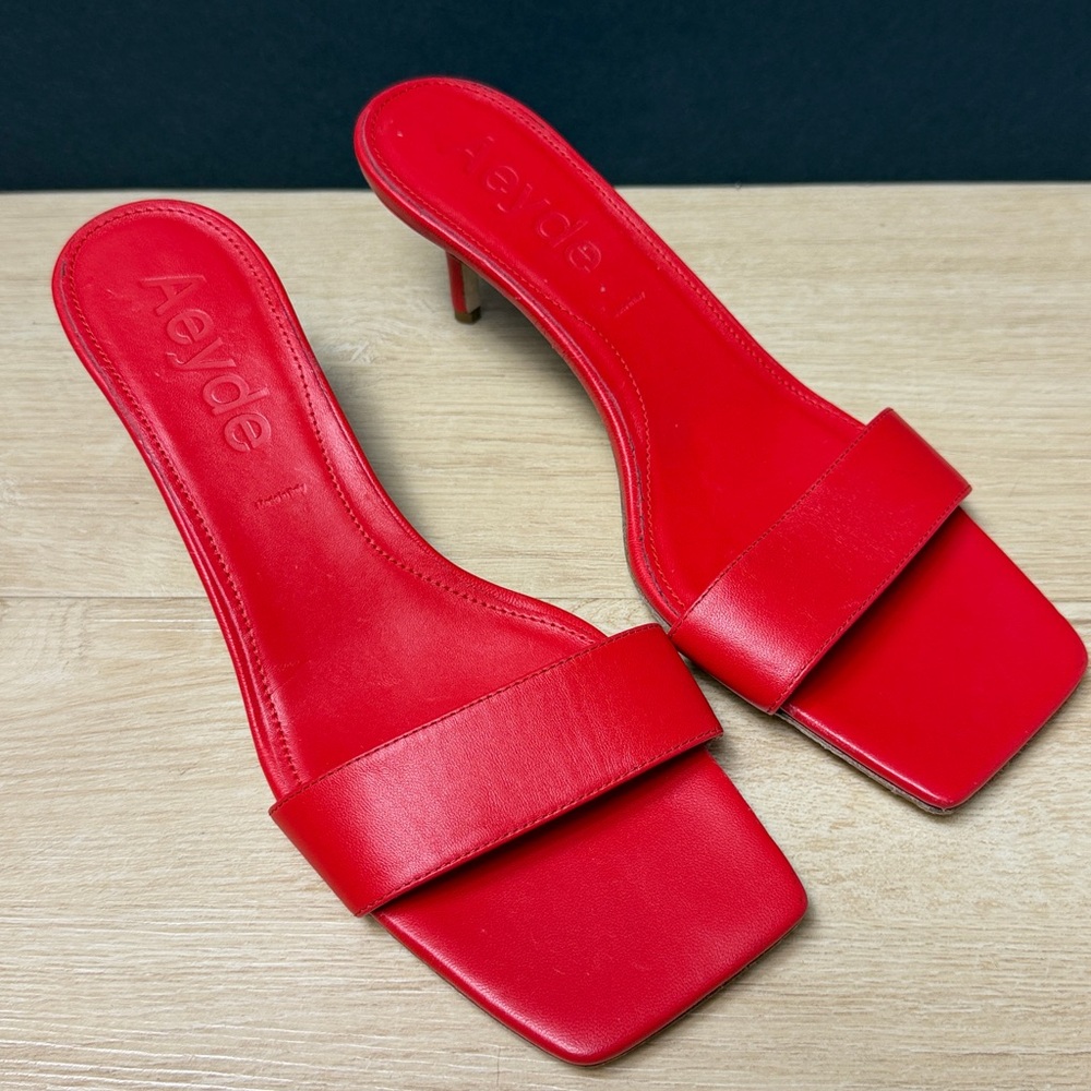 Aeyde Ilvy Leather Mules red - Picture 4 of 9
